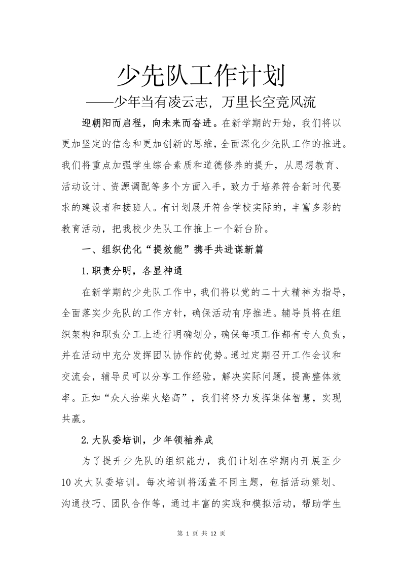 2024-2025年少先队计划(1)-教务文库
