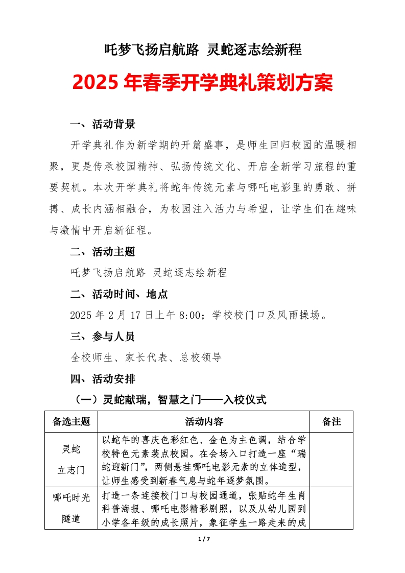 2025年春季开学典礼策划方案（第二版）-教务文库