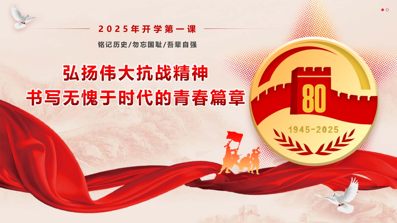 【通用】【爱国精神】主题班会：弘扬伟大抗战精神书写无愧于时代的青春篇章(有讲稿)-教务文库