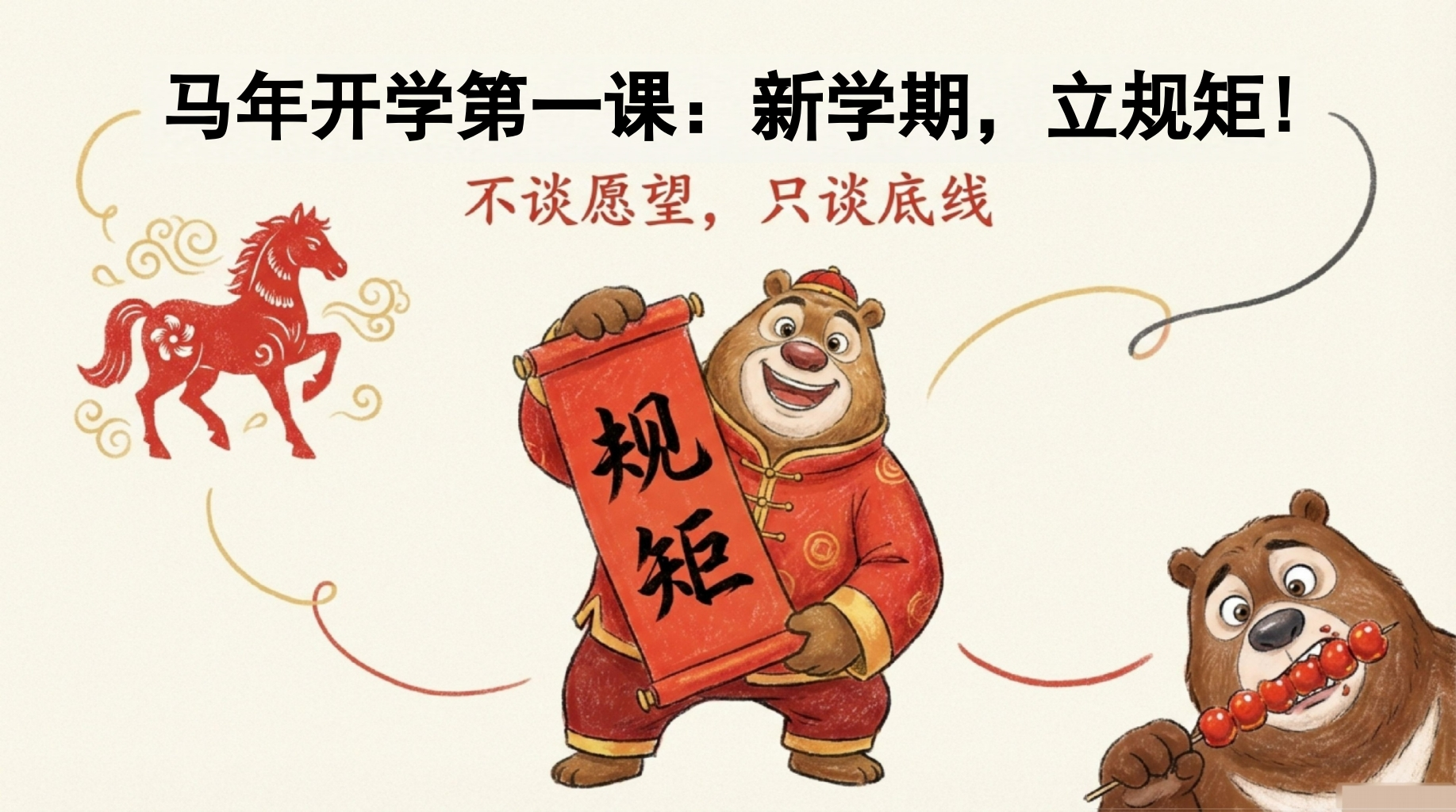 【通用】马年春季开学第一课：新学期，立规矩——不谈愿望，只谈底线PPT