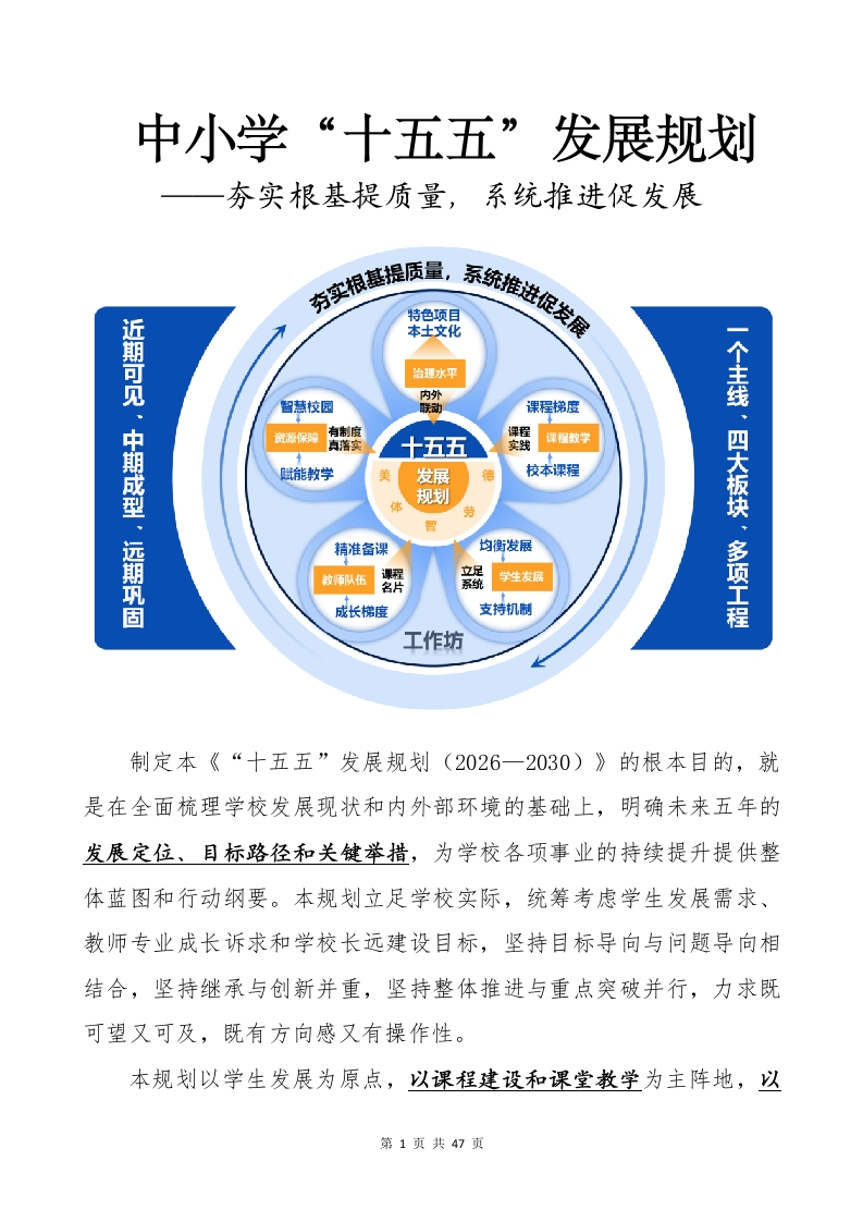 中小学“十五五”发展规划——夯实根基提质量，系统推进促发展-教务文库