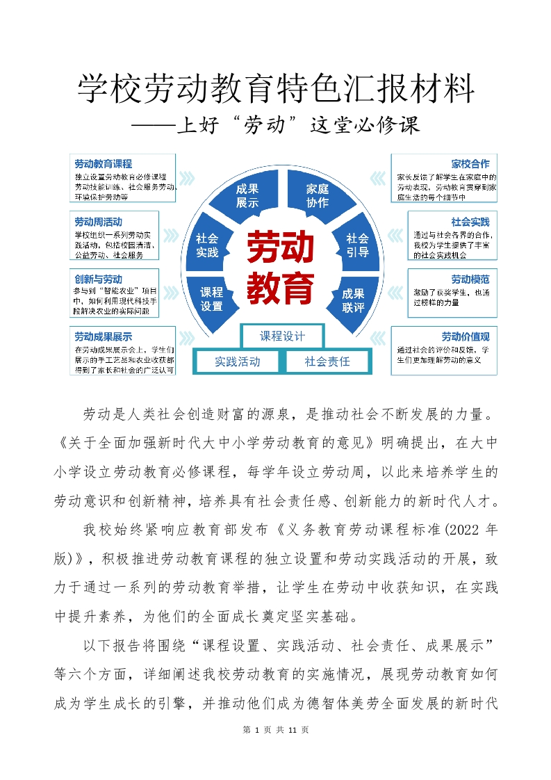 学校劳动教育特色汇报材料.docx（上好劳动教育这堂必修课）-教务文库