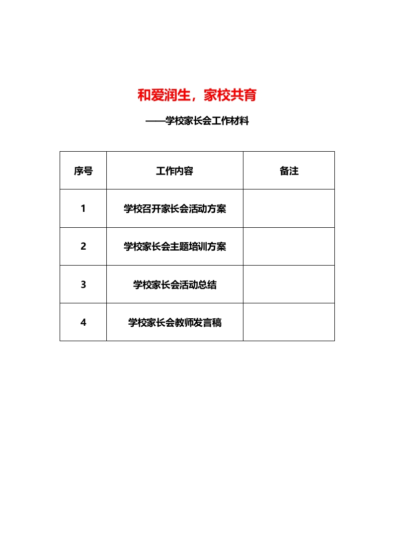 学校召开家长会活动方案等材料-教务文库